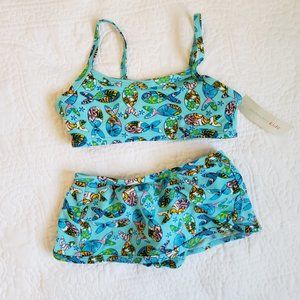 NWT Wonder Kids Blue fish 2 Piece Swimsuit.